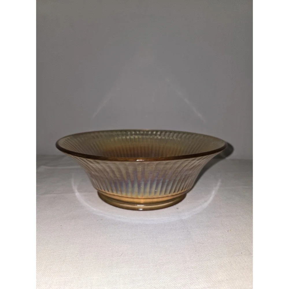 Vintage MCM Imperial Glass Marigold Carnival Glass Bowl Smooth Rays Pattern